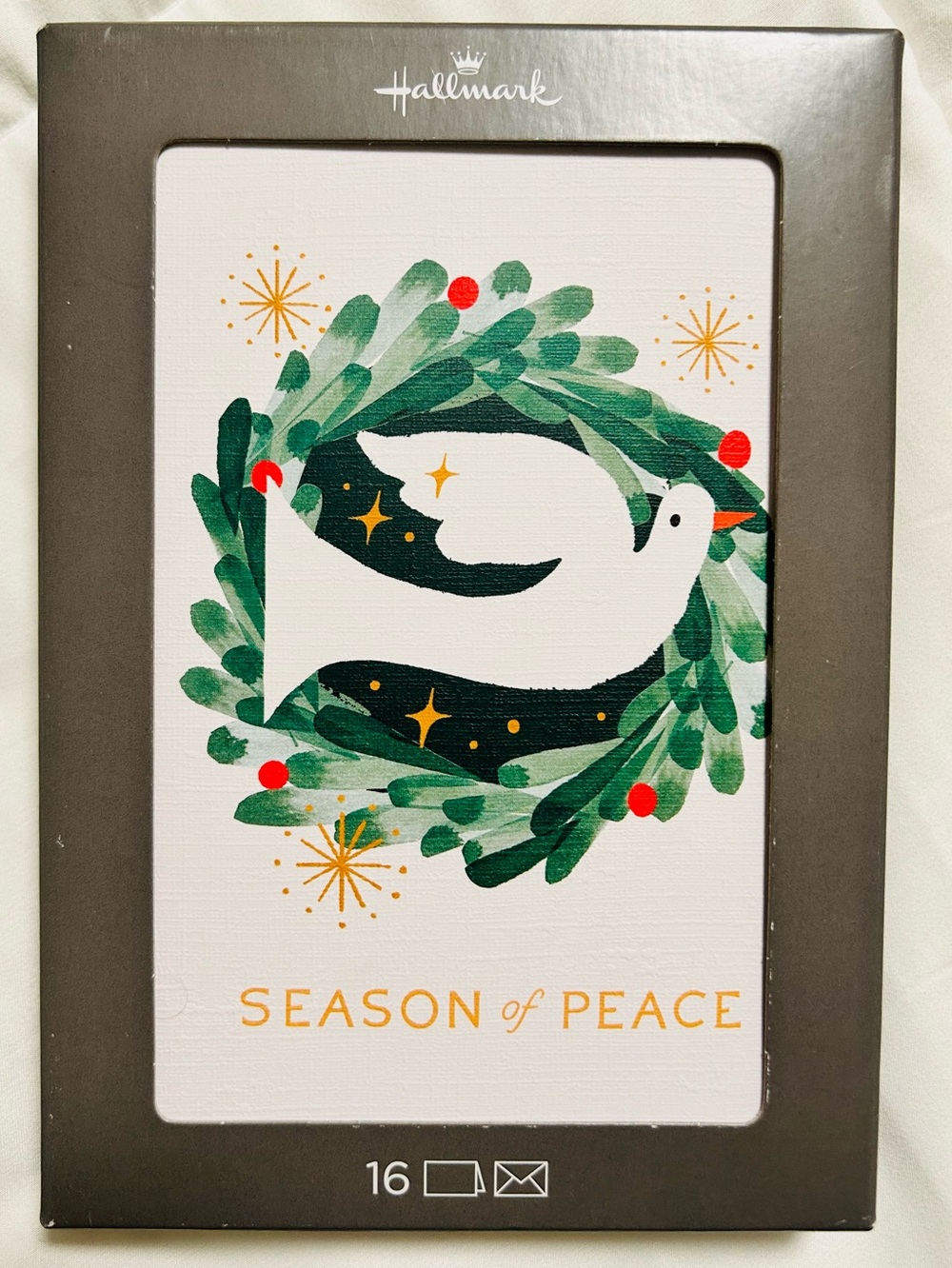 16 Pack Hallmark Season of Peace Christmas Card-Elegant Dove Includes Envelopes